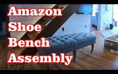 Assembly of Linon Isabelle, 50″, Blue Washed Linen Bench from Amazon